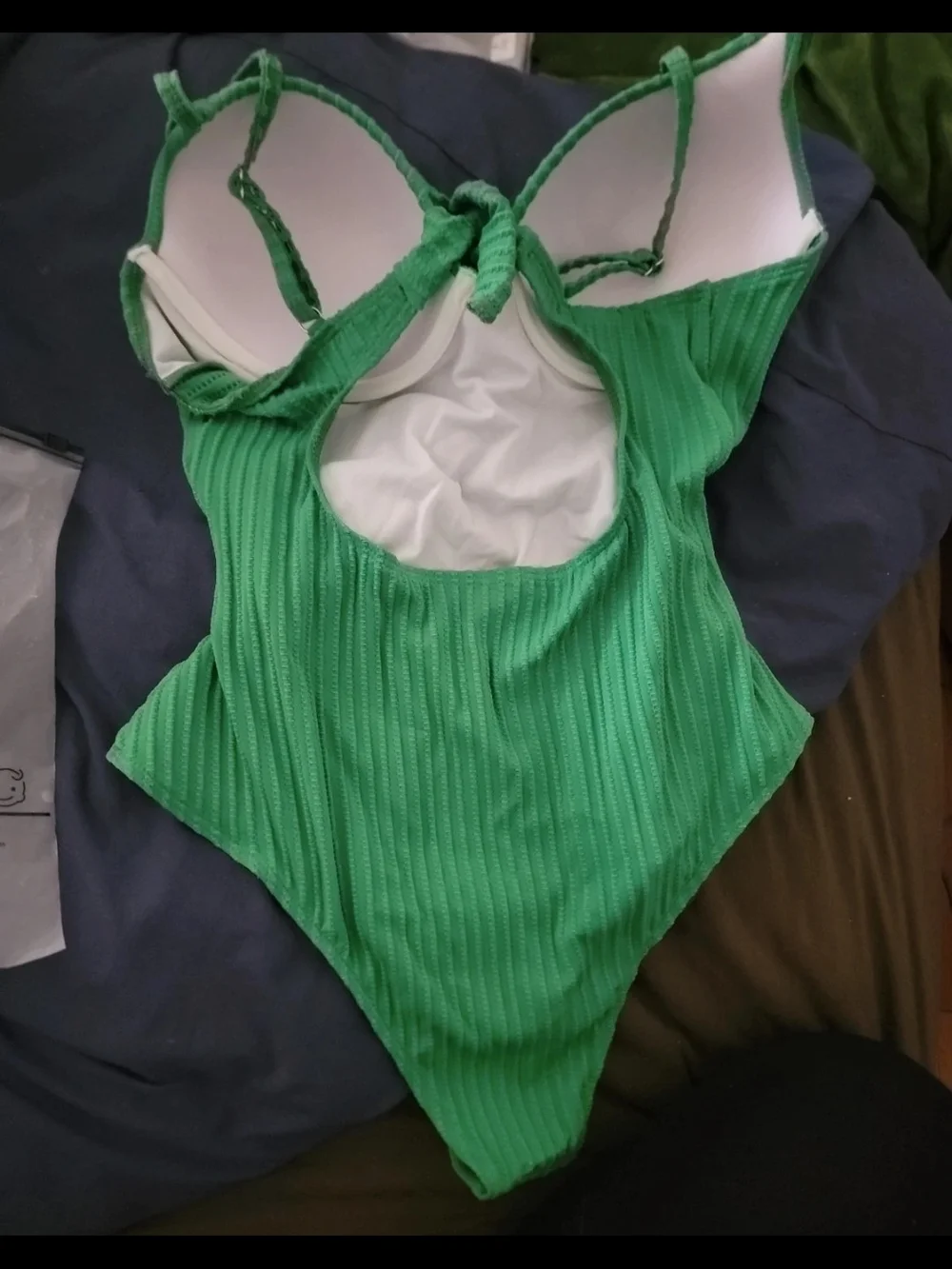 Green Ribbed One-Piece Swimsuit with Twist Front XL